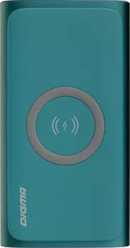 Портативный аккумулятор (Powerbank) Digma DGPQ10G , 10000mAh, 1xUSB, 3A, Type-C, QC, PD, QI, зеленый (DGPQ10G22CGN)