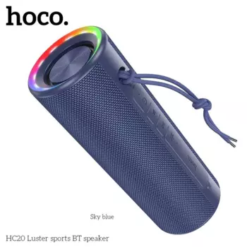 Портативная акустика Hoco HC20 Luster sports, 20 Вт, AUX, USB, microSD, Bluetooth, подсветка, синий (6942007602990)