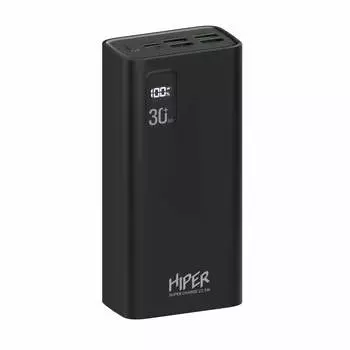 Портативный аккумулятор (Powerbank) Hiper Fast 30000, 30000mAh, 4xUSB, 5A, Type-C, QC, PD, черный (FAST 30000 BLACK)