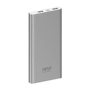 Портативный аккумулятор (Powerbank) Hiper METAL 10K, 10000mAh, 2xUSB, 2.1A, серебристый (METAL 10K SILVER)