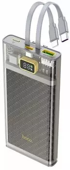 Портативный аккумулятор (Powerbank) Hoco J104A, 10 А·ч, 2xUSB, 3А, Type-C, QC, PD, серый (6931474788955)