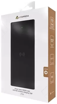 Портативный аккумулятор (Powerbank) LYAMBDA LP101, 10000 мА⋅ч, 3xUSB, 3A, Type-C, QC, PD, QI, черный