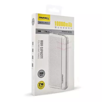 Портативный аккумулятор (Powerbank) PAVAREAL PB-15, 10000mAh, 2xUSB, 2.4A, QC, белый (УТ000033256)