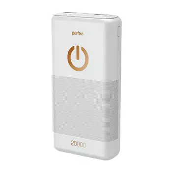 Портативный аккумулятор (Powerbank) Perfeo Splash, 20000 мА·ч, 2xUSB, 2.1А, белый (PF_B4299)