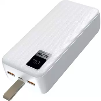 Портативный аккумулятор (Powerbank) Perfeo Waterfall, 10000 мА·ч, 2xUSB, 5А, Type-C, QC, PD, белый (PF_E1468)