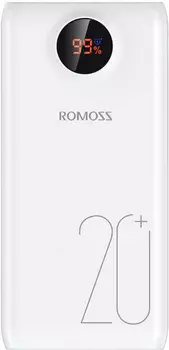 Портативный аккумулятор (Powerbank) Romoss SW20 Pro, 20000mAh, 2xUSB, 3A, Type-C, QC, белый (SW20-301-02)