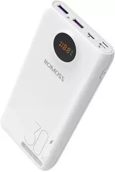 Портативный аккумулятор (Powerbank) Romoss SW20S Pro, 20000 мА·ч, 3xUSB, 5А, QC, белый (1746355)