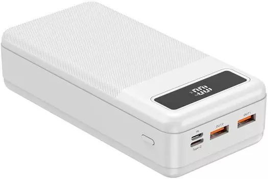 Портативный аккумулятор (Powerbank) TFN Porta PB-313, 30000 мА·ч, 2xUSB, 3А, Type-C, белый (TFN-PB-313-WH)