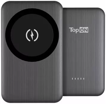 Портативный аккумулятор (Powerbank) TopON TOP-M5, 5000mAh, 1xUSB, 3A, Type-C, QC, PD, QI, черный (TOP-M5)