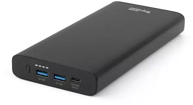 Портативный аккумулятор (Powerbank) TopON TOP-T100, 26800 мА·ч, 3xUSB, 5А, QC, PD, черный (TOP-T100)