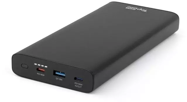 Портативный аккумулятор (Powerbank) TopON TOP-T140, 22400 мА·ч, 3xUSB, 5А, QC, PD, черный (TOP-T140)