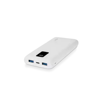 Портативный аккумулятор (Powerbank) TTEC Powerslim Trio Lcd, 10000 мА·ч, 2xUSB, 2.1А, Type-C, QC, PD, белый (2BB202B)