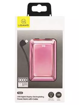 Портативный аккумулятор (Powerbank) USAMS US-CD107, 8000mAh, 1xUSB, 2.1A, розовый