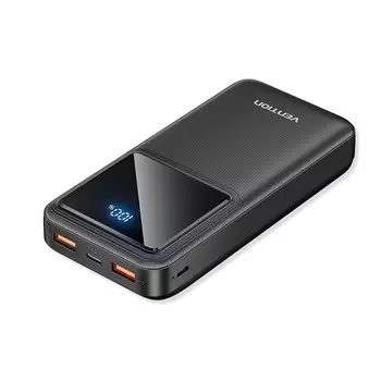 Портативный аккумулятор (Powerbank) Vention FHL, 20000 мА·ч, 2xUSB, 3А, Type-C, QC, PD, черный (FHLB0)