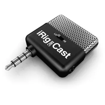 Портативный микрофон IK Multimedia iRig Mic Cast, универсальный для смартфонов/планшетов, Jack 3.5mm, черный/серебристый (IP-IRIG-CAST-IN)