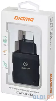Сетевое зарядное устройство Digma DGWC-2U-3A-BK 3 А черный