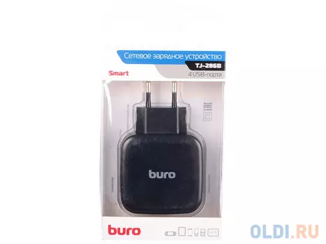 Сетевое зарядное устройство BURO TJ-286B 5А USB черный