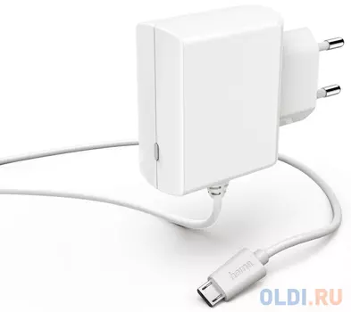 Сетевое зарядное устройство HAMA H-183254 1.2A microUSB белый