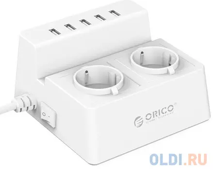 Сетевой фильтр Orico ODC-2A5U-WH 2 розетки 5xUSB