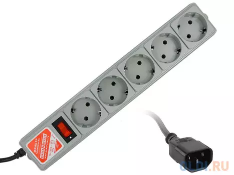 Сетевой фильтр Power Cube B 5 розеток 1.9 м серый SPG-B-6/Ext