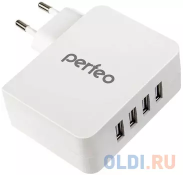Сетевое зарядное устройство Perfeo PF_A4136 4.9A белый
