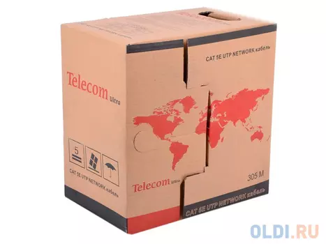 Кабель "Telecom Ultra" Light (TUS 44040E) UTP кат.5е 4 пары, бухта 305м омедненный