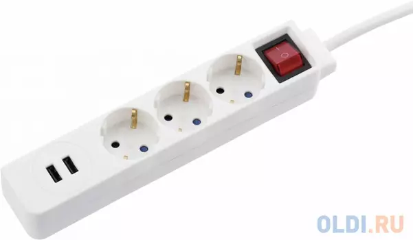 Сетевой удлинитель HAMA H-137352 3 розетки 2xUSB 1.4 м
