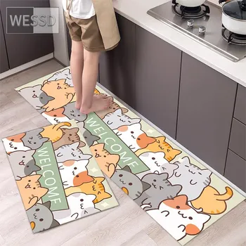 Милый длинный коврик для кухонного ковра, моющийся, нескользящий, 40x60 см, 40x120 см, комплект кухонных ковриков из 2 предметов, коврики для прихожей, маленькие длинные 40x60cm+40x120cm