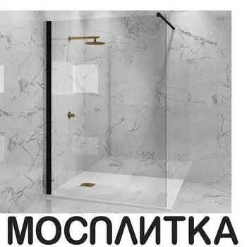 Душевая перегородка Paini 100х195 см PAINI-WalkIN100C профиль черный матовый, стекло прозрачное