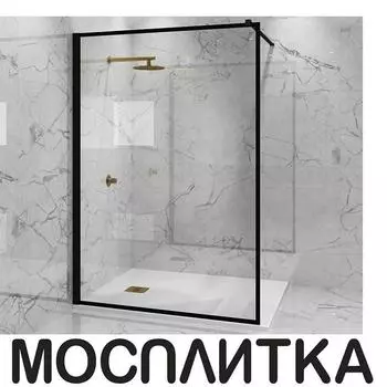 Душевая перегородка Paini 100х195 см PAINI-WalkIN100F профиль черный матовый, стекло прозрачное