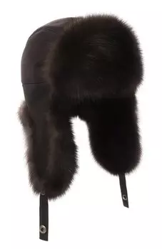 Шапка-ушанка Авиатор с отделкой из меха соболя Black Sable