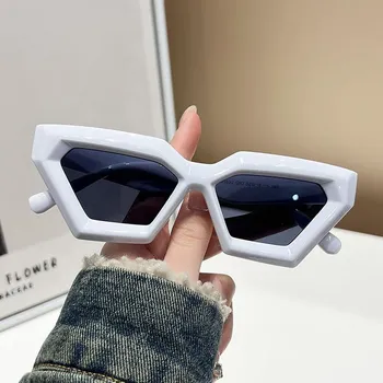 Новые европейские и американские солнцезащитные очки «кошачий глаз» в маленькой оправе, модные и модные женские высококачественные солнцезащитные очки в толстой оправе серый/чёрный