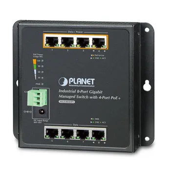 Коммутатор промышленный управляемый Planet WGS-804HPT IP30, IPv6/IPv4, 8x1000TP настенный 4-Port 802