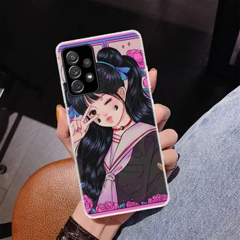INS Kawaii японский аниме рисунок девушка чехол для телефона для Samsung Galaxy A53 A52 A73 A72 A12 5G A13 A22 A23 A32 A33 A02S Samsung A52
