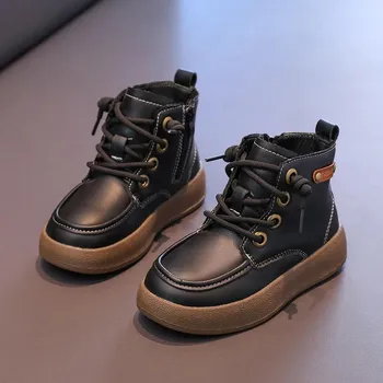 Kids Ankle Boots Non-slip 2024 Spring Autumn Boys Girls Short Boots Unisex Versatile Children Motorcycle Boots Fashion Handsome 26 хаки