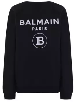 Свитшот хлопковый с принтом BALMAIN