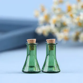 2шт мини-стеклянная цветная бутылка, бутылка для желаний, крошечные банки, флаконы, мини-бутылка для хранения прозрачный