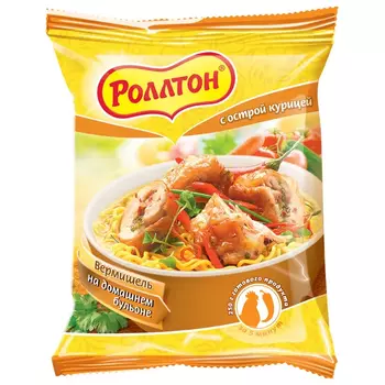Вермишель Роллтон На домашнем бульоне с острой курицей, 60 г