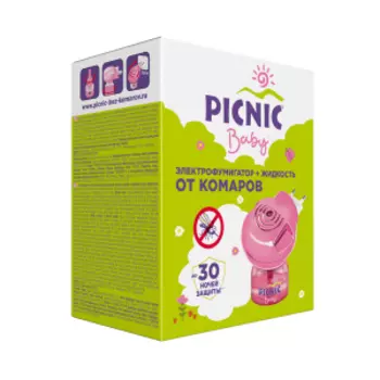 электрофумигатор PICNIC Baby с жидкостью от комаров 30 ночей, 30 мл