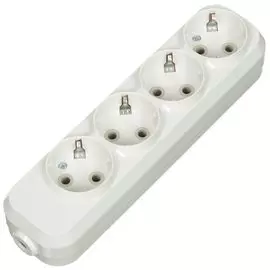 Колодка розеточная 4 гнезда, 2 + 3, с заземлением, 16 А, 250 В, белый, TDM Electric, Народная, SQ1806-0420