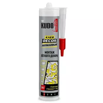 Клей KUDO, акриловый, монтажный, белый, 200 мл, KBK-311, HOME Decor