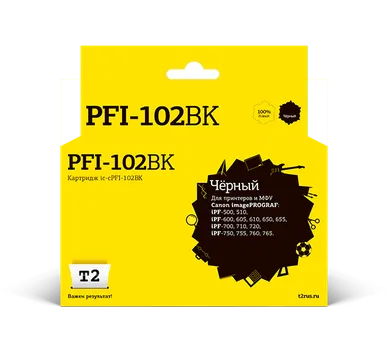 Картридж струйный T2 IC-CPFI-102BK (PFI-102BK/0895B001), черный, совместимый, для Canon imagePROGRAF iPF-500/510/600/605/610/650/655/700/710/720/750/755/760/765