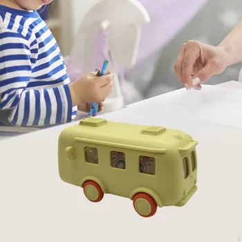 Забавная бутылка для воды для автобуса с поилкой, 500 мл, портативная детская чашка для гидратации для летних приключений синий
