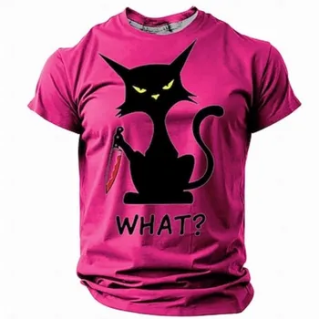 Футболка мужская с принтом Cat Retro Vintage Casual 3D, футболка на Хэллоуин с коротким рукавом и круглым вырезом, весенняя одежда S