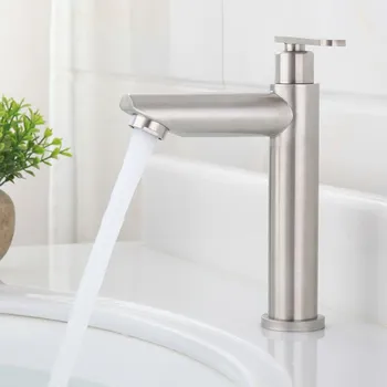 Смеситель для раковины с одной ручкой для холодной воды, бытовая керамическая раковина из нержавеющей стали 304, смеситель для раковины с одной ручкой для холодной воды