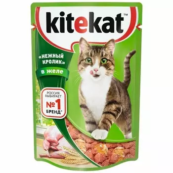 Kitekat «Нежный кролик» влажный корм для взрослых кошек со вкусом кролика в желе, в паучах - 85 г х 28 шт повседневный премиум для взрослых с кроликом для всех пород паучи Россия 1 уп. х 28 шт. х 2.38 кг