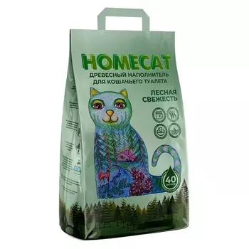 Homecat древесный впитывающий наполнитель с мелкими гранулами - 12 кг эконом Россия 1 уп. х 1 шт. х 12 кг