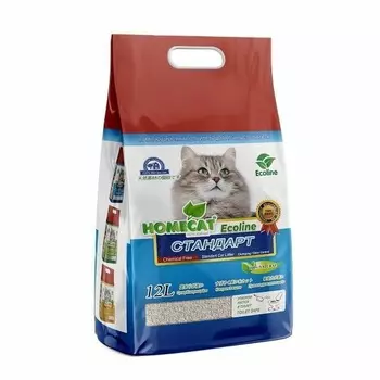 HOMECAT Ecoline Стандарт комкующийся наполнитель для кошачьих туалетов без запаха - 12 л повседневный премиум мешок Китай 1 уп. х 1 шт. х 5.7 кг