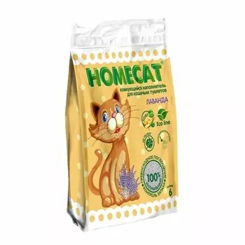 HOMECAT Ecoline комкующийся наполнитель для кошачьих туалетов с ароматом лаванды - 6 л повседневный премиум мешок Китай 1 уп. х 1 шт. х 2.6 кг