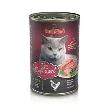 Leonardo Quality Selection влажный корм для кошек, фарш из птицы, в консервах - 400 г повседневный супер премиум для взрослых с курицей консервы (в железной банке) Германия 1 уп. х 12 шт. х 4.8 кг